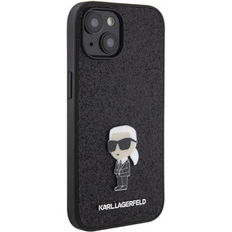 Pouzdro Karl Lagerfeld Fixed Glitter Ikonik Logo Metal Pin pro iPhone 15 - černé