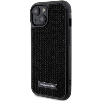 Pouzdro Karl Lagerfeld Rhinestone Logo Metal Plate pro iPhone 15 - černé