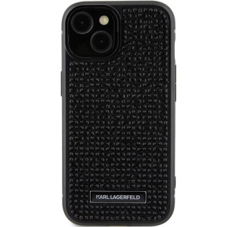 Pouzdro Karl Lagerfeld Rhinestone Logo Metal Plate pro iPhone 15 - černé
