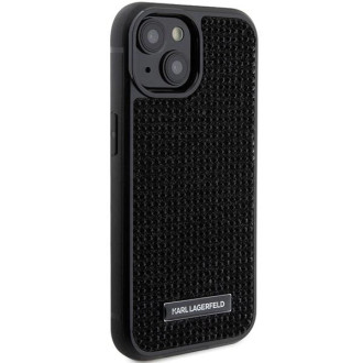 Pouzdro Karl Lagerfeld Rhinestone Logo Metal Plate pro iPhone 15 - černé
