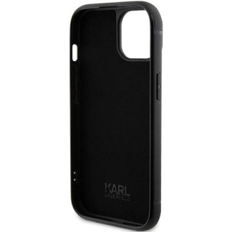 Pouzdro Karl Lagerfeld Rhinestone Logo Metal Plate pro iPhone 15 - černé