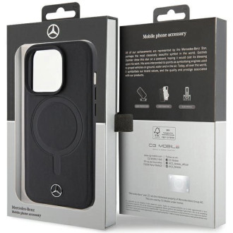 Pouzdro Mercedes Smooth Leather MagSafe pro iPhone 15 Pro - černé