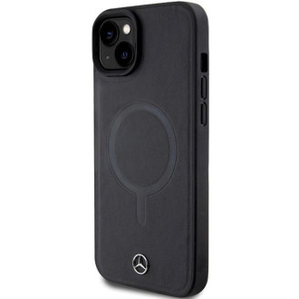Pouzdro Mercedes Smooth Leather MagSafe pro iPhone 15 - černé