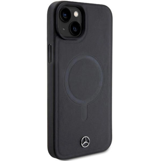 Pouzdro Mercedes Smooth Leather MagSafe pro iPhone 15 - černé