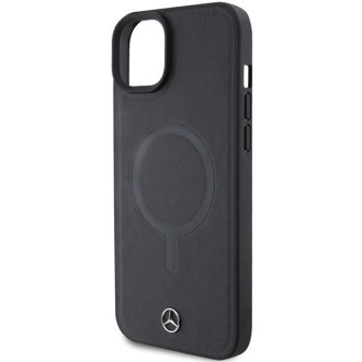 Pouzdro Mercedes Smooth Leather MagSafe pro iPhone 15 - černé