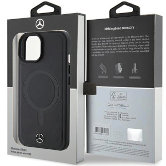 Pouzdro Mercedes Smooth Leather MagSafe pro iPhone 15 - černé