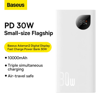 Powerbanka Baseus Adaman2 s digitálním displejem 2x USB-A / 1x USB-C 10000mAh 30W - bílá