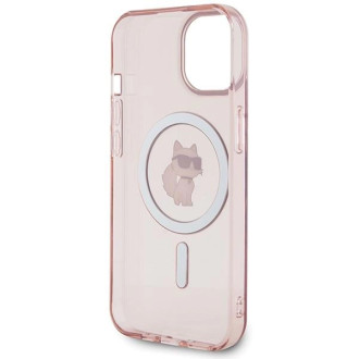 Pouzdro Karl Lagerfeld IML Choupette MagSafe pro iPhone 15 - růžové