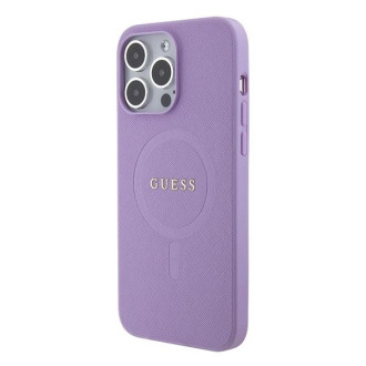 Pouzdro Guess Saffiano MagSafe pro iPhone 15 Pro - fialové