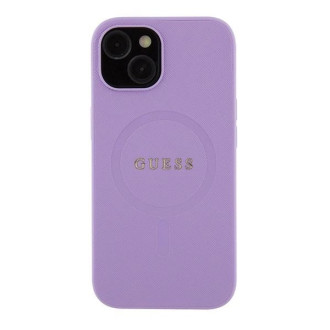 Pouzdro Guess Saffiano MagSafe pro iPhone 15 Plus - fialové
