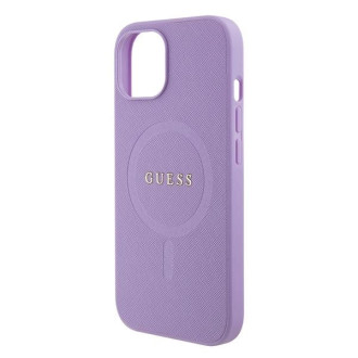 Pouzdro Guess Saffiano MagSafe pro iPhone 15 Plus - fialové