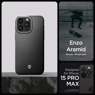 Pouzdro Spigen Enzo Aramid Mag Case s MagSafe pro iPhone 15 Pro Max – matné černé