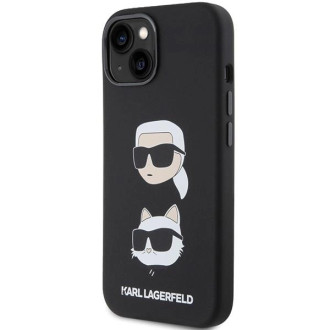Karl Lagerfeld silikonové pouzdro na hlavu Karl&amp;Choupette pro iPhone 15 Plus / 14 Plus - černé