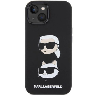 Karl Lagerfeld silikonové pouzdro na hlavu Karl&amp;Choupette pro iPhone 15 Plus / 14 Plus - černé