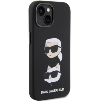 Karl Lagerfeld silikonové pouzdro na hlavu Karl&amp;Choupette pro iPhone 15 Plus / 14 Plus - černé