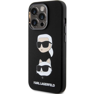 Karl Lagerfeld silikonové pouzdro Karl&amp;Choupette Head pro iPhone 15 Pro Max - černé