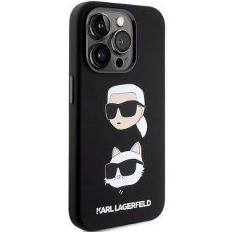 Karl Lagerfeld silikonové pouzdro Karl&amp;Choupette Head pro iPhone 15 Pro Max - černé