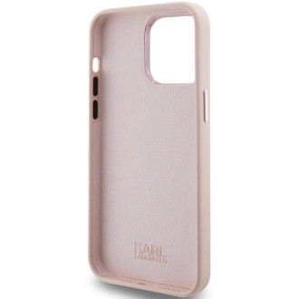 Karl Lagerfeld silikonové pouzdro Choupette Metal Pin pro iPhone 15 Pro Max - růžové