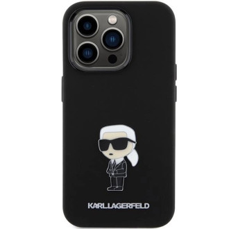 Karl Lagerfeld silikonové pouzdro Ikonik Metal Pin pro iPhone 15 Pro Max - černé