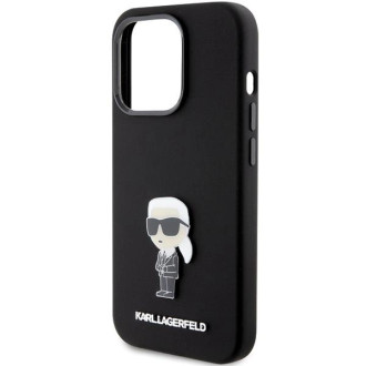 Karl Lagerfeld silikonové pouzdro Ikonik Metal Pin pro iPhone 15 Pro Max - černé