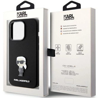 Karl Lagerfeld silikonové pouzdro Ikonik Metal Pin pro iPhone 15 Pro Max - černé