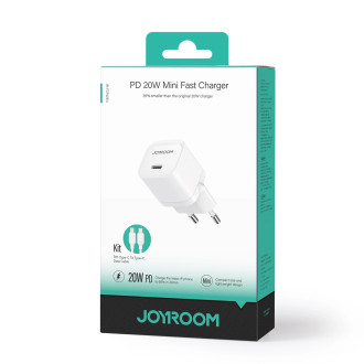 Joyroom JR-TCF02 USB-C PD 20W nástěnná nabíječka + USB-C kabel - bílá
