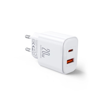 EU Joyroom JR-TCF05 20W USB-A USB-C nabíječka + USB-C kabel – bílá