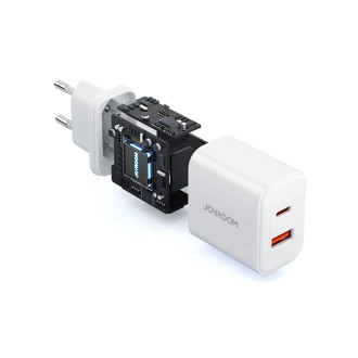 EU Joyroom JR-TCF05 20W USB-A USB-C nabíječka + USB-C kabel – bílá