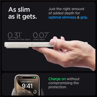 Pouzdro Spigen Ultra Hybrid Mag s MagSafe pro iPhone 15 Pro Max - matný přírodní titan