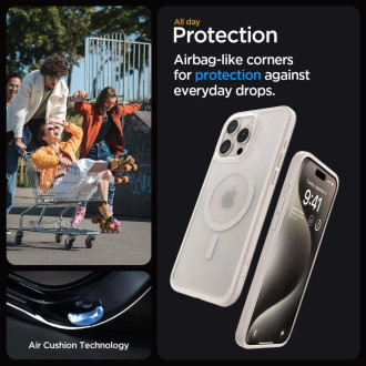 Pouzdro Spigen Ultra Hybrid Mag s MagSafe pro iPhone 15 Pro - matný přírodní titan