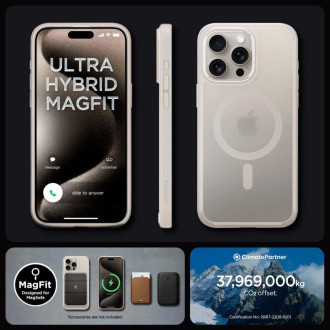 Pouzdro Spigen Ultra Hybrid Mag s MagSafe pro iPhone 15 Pro - matný přírodní titan