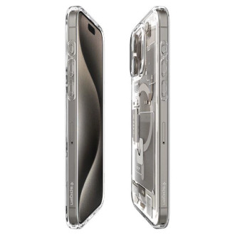 Pouzdro Spigen Ultra Hybrid Mag s MagSafe pro iPhone 15 Pro Max - přírodní titan (vzor Zero One)