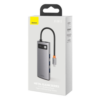 Baseus Metal Gleam Series 5-in-1 Multifunctional HUB USB Type C - USB Type C Power Delivery 100 W / HDMI 4K 30 Hz / 3x USB 3.2 Gen 1 (CAHUB-CX0G)
