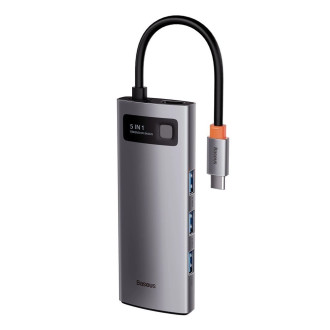 Baseus Metal Gleam Series 5-in-1 Multifunctional HUB USB Type C - USB Type C Power Delivery 100 W / HDMI 4K 30 Hz / 3x USB 3.2 Gen 1 (CAHUB-CX0G)