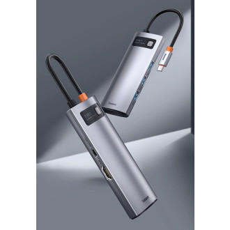 Baseus Metal Gleam Series 5-in-1 Multifunctional HUB USB Type C - USB Type C Power Delivery 100 W / HDMI 4K 30 Hz / 3x USB 3.2 Gen 1 (CAHUB-CX0G)