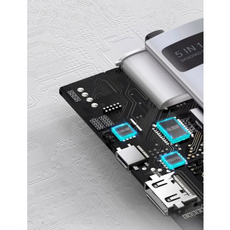 Baseus Metal Gleam Series 5-in-1 Multifunctional HUB USB Type C - USB Type C Power Delivery 100 W / HDMI 4K 30 Hz / 3x USB 3.2 Gen 1 (CAHUB-CX0G)