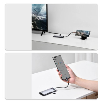 Baseus Metal Gleam Series 5-in-1 Multifunctional HUB USB Type C - USB Type C Power Delivery 100 W / HDMI 4K 30 Hz / 3x USB 3.2 Gen 1 (CAHUB-CX0G)