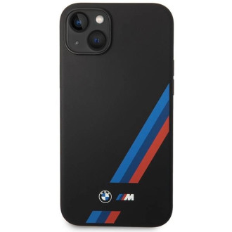 Pouzdro BMW BMHCP14M22SOTK iPhone 14 Plus 6,7&quot; černo/černé silikonové šikmé pruhy