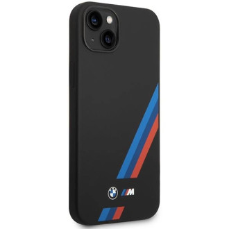 Pouzdro BMW BMHCP14M22SOTK iPhone 14 Plus 6,7&quot; černo/černé silikonové šikmé pruhy
