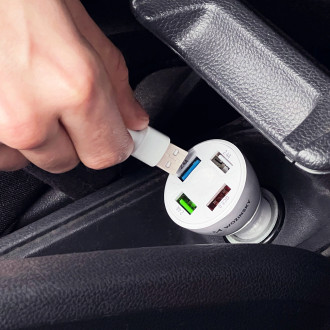 Wozinsky WCCAW 50W 4x USB-A QC nabíječka do auta - bílá