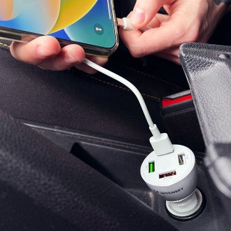 Wozinsky WCCAW 50W 4x USB-A QC nabíječka do auta - bílá