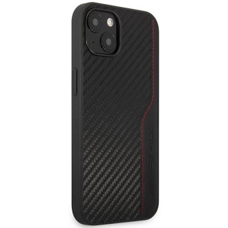 AMG AMHCP13MDEBK iPhone 13 6,1" černý/černý pevný obal kůže a karbonové červené prošívání