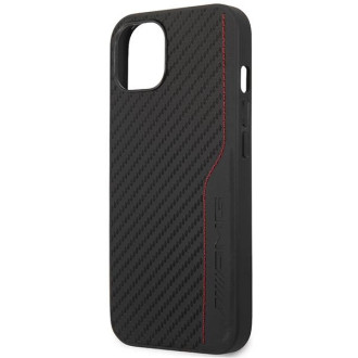 AMG AMHCP13MDEBK iPhone 13 6,1" černý/černý pevný obal kůže a karbonové červené prošívání