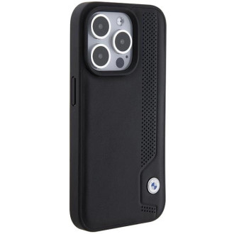 BMW Kožené pouzdro Blue Dots pro iPhone 15 Pro - černé