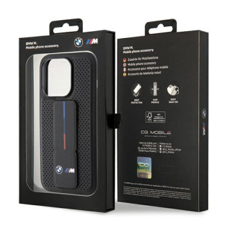 Pouzdro BMW Grip Stand Smooth &amp; Perforated pro iPhone 15 Pro Max - černé