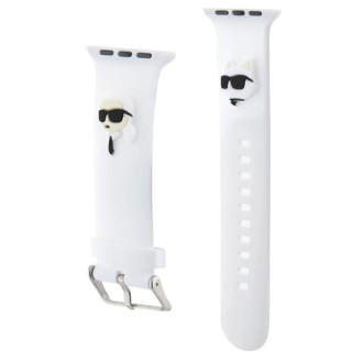 Karl Lagerfeld 3D Gumový řemínek Karl&Choupette Heads pro Apple Watch 42/44/45/49 mm - bílý