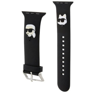 Karl Lagerfeld 3D Gumový řemínek Karl&Choupette Heads pro Apple Watch 42/44/45/49 mm - černý