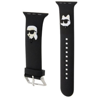 Karl Lagerfeld 3D Gumový řemínek Karl&amp;Choupette Heads pro Apple Watch 38/40/41 mm - černý