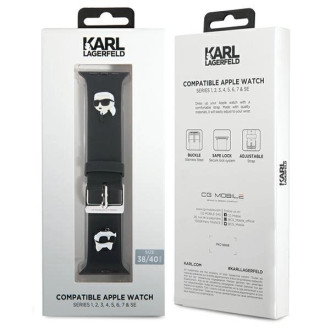 Karl Lagerfeld 3D Gumový řemínek Karl&amp;Choupette Heads pro Apple Watch 38/40/41 mm - černý