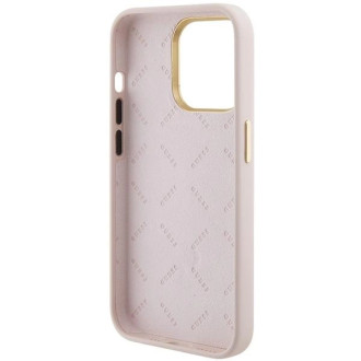 Guess silikonové pouzdro Logo Strass 4G pro iPhone 15 Pro - světle růžové